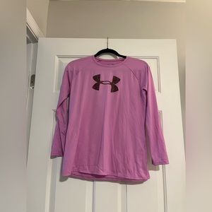 Under Armour Pink and Purple Long Sleeved Heatgear Top Size YXL/Adult S or M